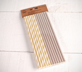 Paper Straws with Brown Stripes