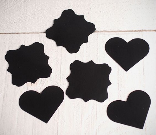Chalkboard sticker tags in different shapes