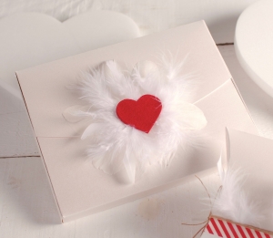 Box with a heart and feathers