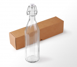 Bottiglia di vetro per acqua con tappo meccanico