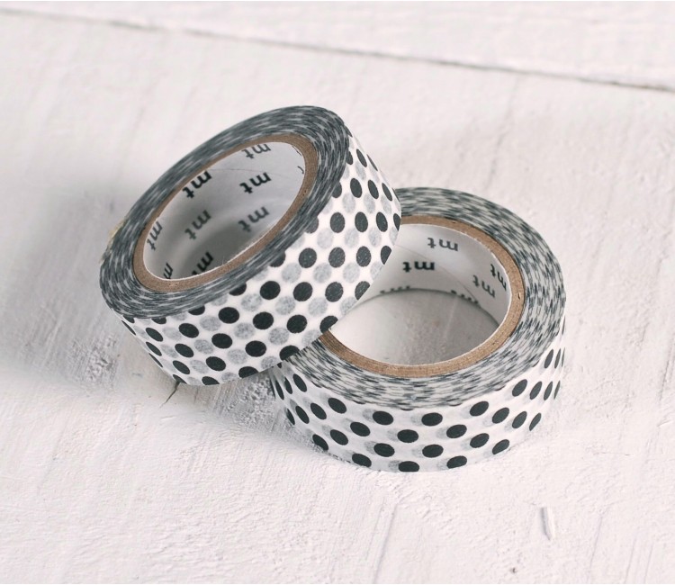 Washi Tape con Topos en Color Negro Washi Tape con Topos en Color Negro