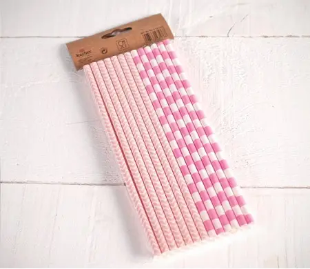 Pink Printed Paper Straws | SelfPackaging