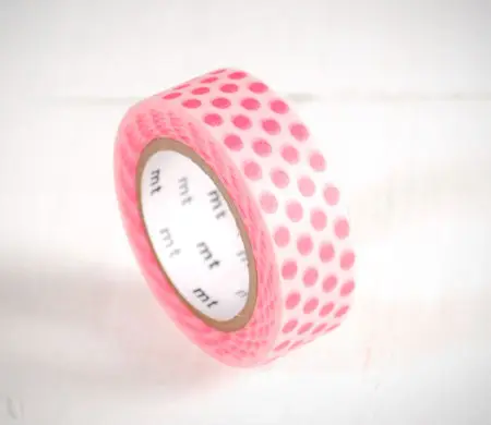 Washi Tape de Topos Rosa Flúor para Decorar Regalos           