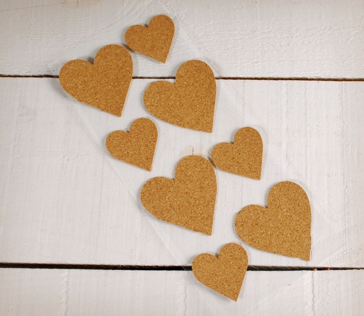 Corazones adhesivos de corcho Corazones adhesivos de corcho
