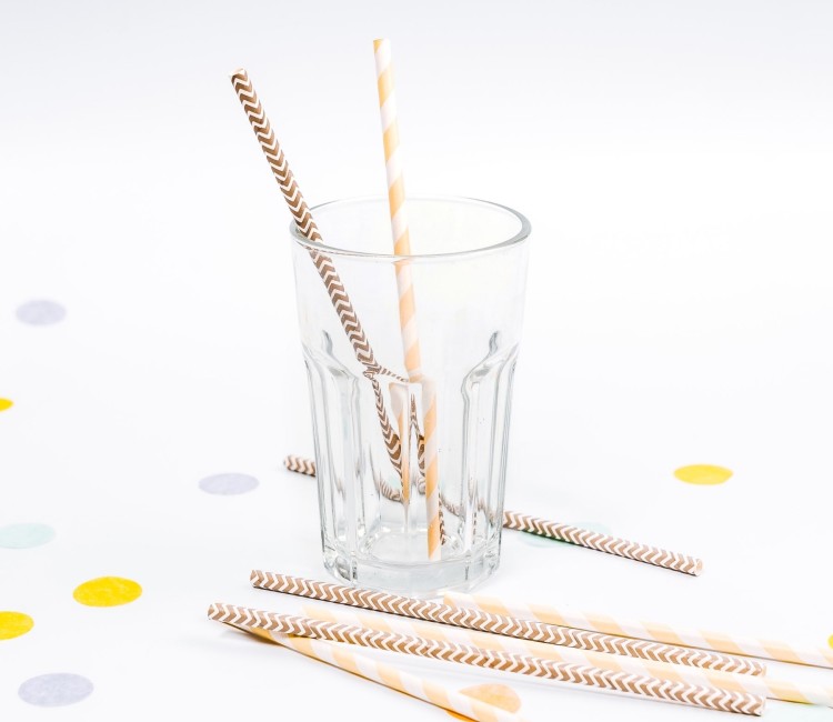 Paper Straws with Brown Stripes Paper Straws with Brown Stripes