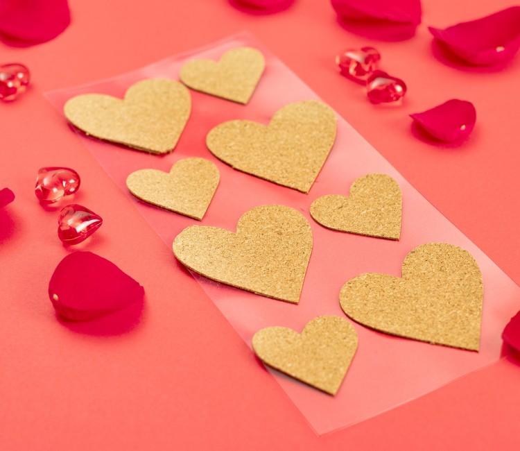 Corazones adhesivos de corcho Corazones adhesivos de corcho