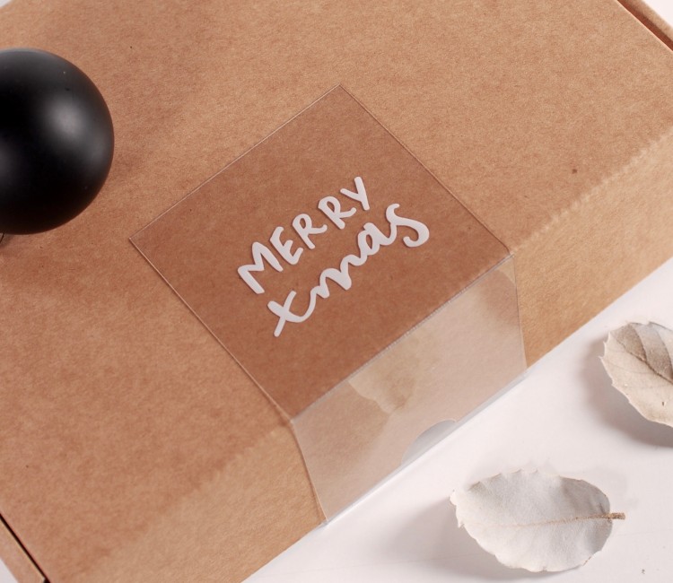 Transparenter Weihnachtsaufkleber | SelfPackaging
