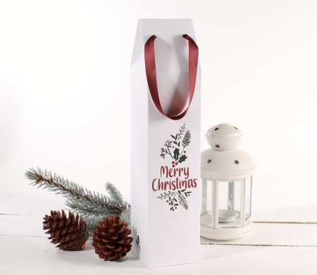 Caja de cartón para vinos con estampado navideño