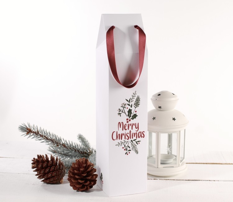 Caja de cartón para vinos con estampado navideño Caja de cartón para vinos con estampado navideño