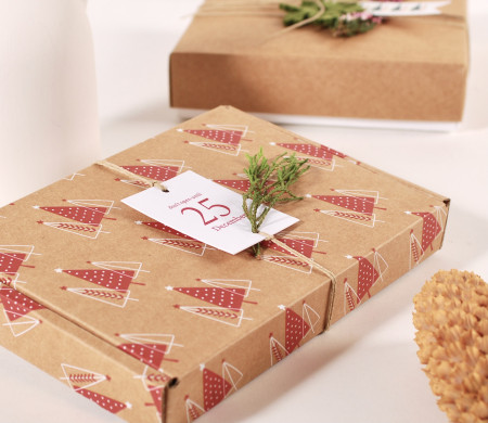 Caja de envío de cartón con estampado navideño Caja de envío de cartón con estampado navideño