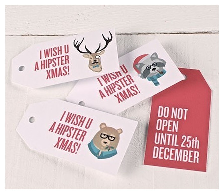 Printed gift tags Hipster Christmas