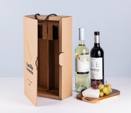 Caja de Cartón con Asa para Botellas