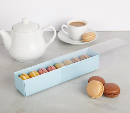 Schachteln für Macarons mit transparentem Schuber.