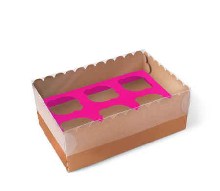 Caja para 6 Cupcakes, Magdalenas o Cookies