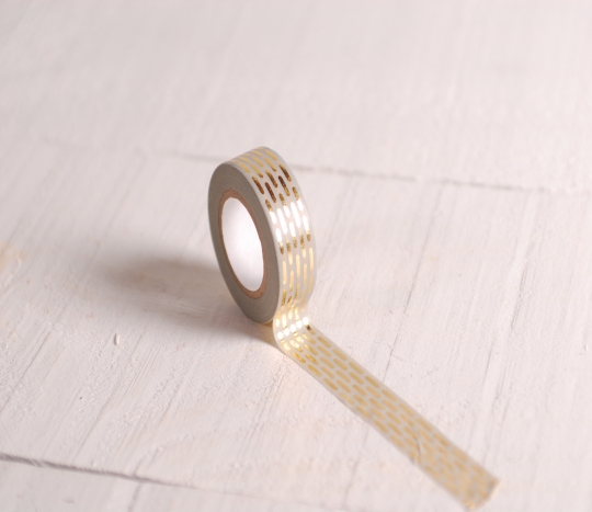 Grey washi tape with gold pattern
