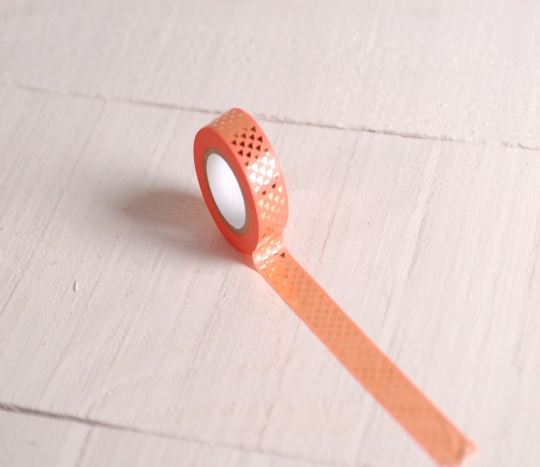 Coral washi tape with gold triangles